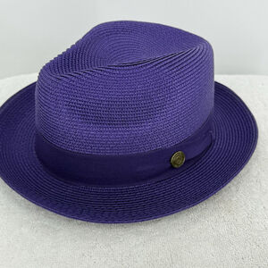 Bruno Capelo Francesco fedora hat Straw Pinch Front Snap Brim Size Large